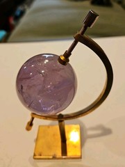 Brass Caliper with Crystal Ball Vintage Table Decor