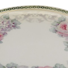 Antique German (K&L) Porcelain Handled Serving Platter Pink Roses Gold c.1910