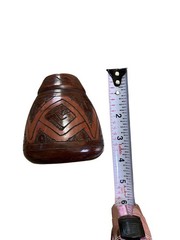 Vintage Hand Carved Amazonia Brazil Wooden Pot Tribal Folk Art 4” X 4”