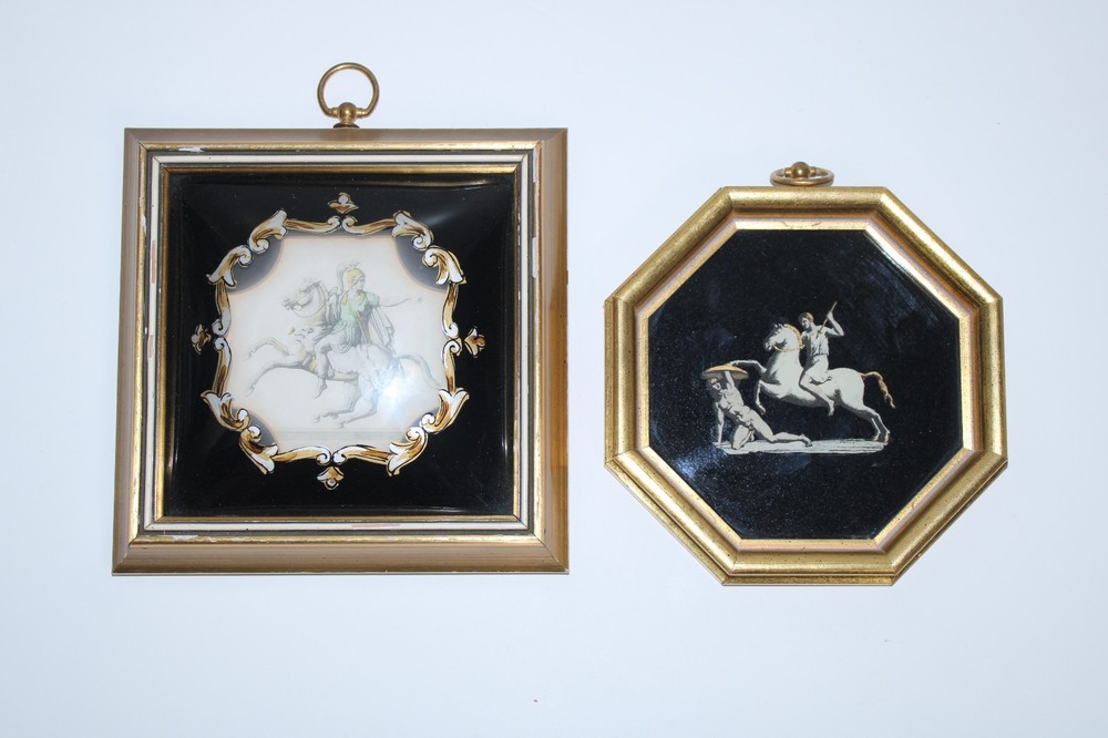 Sungott Art Studios NY Lot of 2 Limoges Cameo Framed Art Décor 8×8 and 7×7
