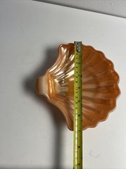 Vintage Carnival Glass Shell Lusterware Peach-Orange Candy Dish Trinket Keys