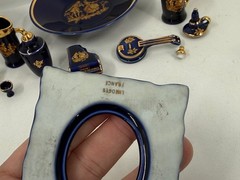 Vintage 14 Piece Lot – MINI Limoges Castel France Cobalt Blue 22 Karat Gold Trim