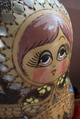 Wood burned Nesting/Traditional. 9.5 Piece Painted Detail – SIGNED. Russian