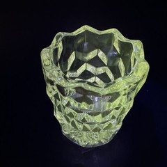 Fostoria American Cube Clear Glass Toothpick Holder Manganese Glow Vintage