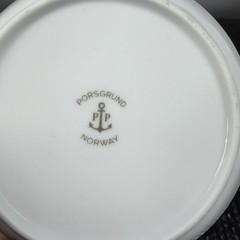 Porsgrund Norway Fine Porcelain 3inch Round Trinket Dish Plate Gold Accents VTG