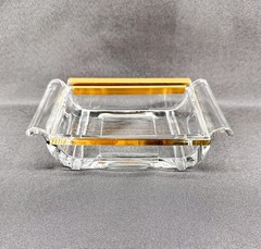 Vintage Art Deco Hinged Clear Glass Jewelry Casket / Trinket Box 1930s–40s READ