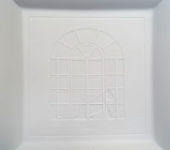 Cartier Porcelain Square Embossed Window Panther Large Tray France Authentic 9.5