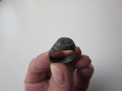 very rare ancient Roman small bronze engraved ring with a star. I – II AD.
