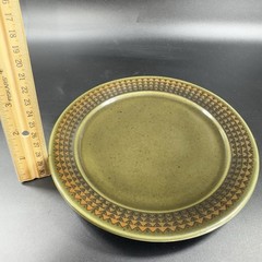 Vintage Porsgrund Dish Plate Set 2 Dishes Plates Made In Norway Green Ceramic