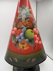 Vintage Toleware Topiary Tree Metal Painted Pineapple Fruit Grapes Home Decor
