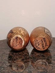 Vintage Made In Greece Gold Gilt w/ Religious Figures Decorative Wood Eggs