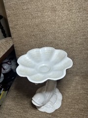 ARTHUR WOOD ENGLAND White Fish Stem Bowl / Dish Early Makers Mark VGC