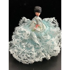 Lace Doll Figurine Unisex Small Blue Vintage Wire Body Handcrafted Unbranded