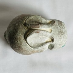 Vintage Isabel Bloom Bunny Rabbit Big Blue Eye Cement Figurine Signed Retired