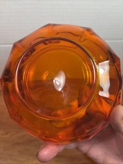 Viking Paneled Covered Candy Dish Persimmon Orange Glass Lidded Bowl