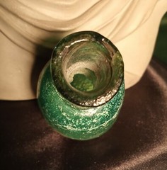 TIME OF CHRIST JESUS, LARGE HEAVY ANCIENT ROMAN GLASS BOTTLE CIRCA 100 BC-300 AD