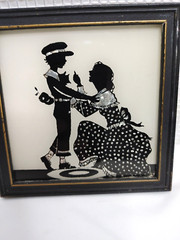 Vintage Art RELIANCE Silhouette Victorian Style Framed “ The Gift Bearer”