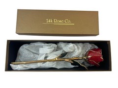 24K Gold Dipped Red Forever Rose Preserved Flower w/ Original Box Romantic