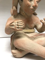 Antique Pre-Columbian Maya Mexican Red Clay Terracotta Pottery Figurine 9”