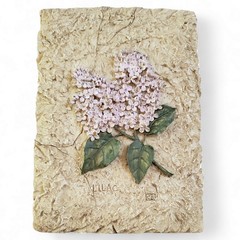 Cheri Blum Floral Wall Plaques Lilac Narcissus Resin Relief Cottage Pair