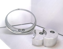 Nambe Modernist Lot: 2009 Neil Cohen Bud Vase & 1998 Crescent Candle Holders