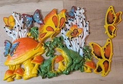VTG Homco & Universal Statuary 3-D Wall Art Decor Mushroom Frog Butterfly MCM