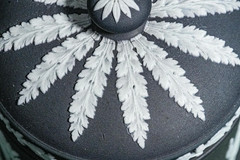 Neoclassical Antique 19th Century Wedgwood Black Jasperware Lidded Jar Tobacco
