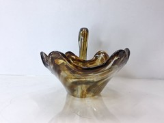 Vintage Hand Blown Glass Swan – Large Shaped Dish 11″- Unbranded