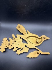 Vintage Syroco Bird Plaque with Dogwood Flowers Wall Art Decor Gold Tone