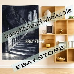 Gothic Interior Stairs Wall Hanging Tapestry Dark Aesthetic 39X59 in