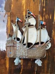 Vintage Nautical Cast Aluminum Clipper Ship Doorstop Valcast 12 1/2” Mancave