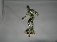 Large male man Wrestler Trophy Topper plastic gold wrestling