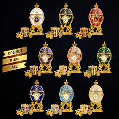 Royal Imperial Green Faberge Egg Replica: Large 6.6 inch + Carriage by Vtry
