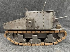 Vintage c1950 Electric Steel Military Tank Homemade Craftsman Little Willie READ