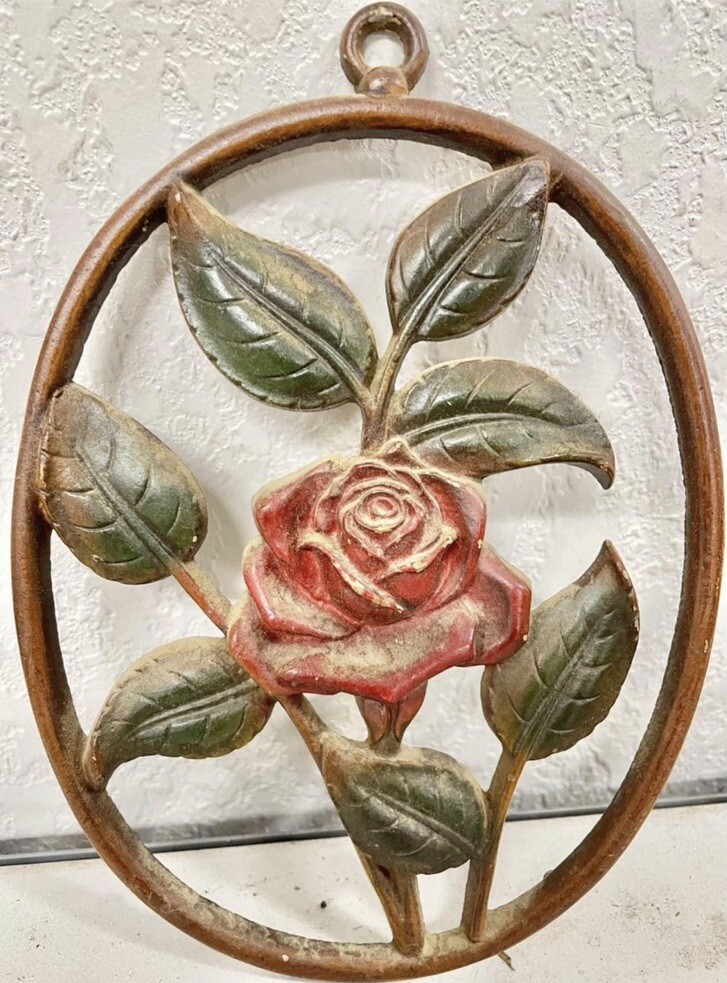 Vintage Sexton Rose Flower Oval Wall Plaque Decoration NLHB