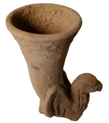 300 BC Beautiful Ancient Roman Clay Terracotta Drinking Rhyton Museum Quality
