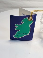 Killarney Book Of Kells Ireland 24% Crystal 24K Gold Trinket Dish Gold Base Tag