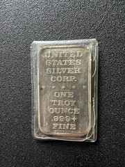 1975 USSC Be My Valentine Vintage Silver Art Bar 1 Fine Ounce .999