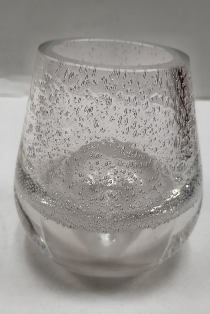 Hand Blown art glass Bulicante / controlled bubble oil candle / bud vase / Paper