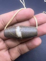 ANCIENT STONE BEAD- ANCIENT BLACK AND WHITE BANDED JASPER AFGHANISTAN BEAD