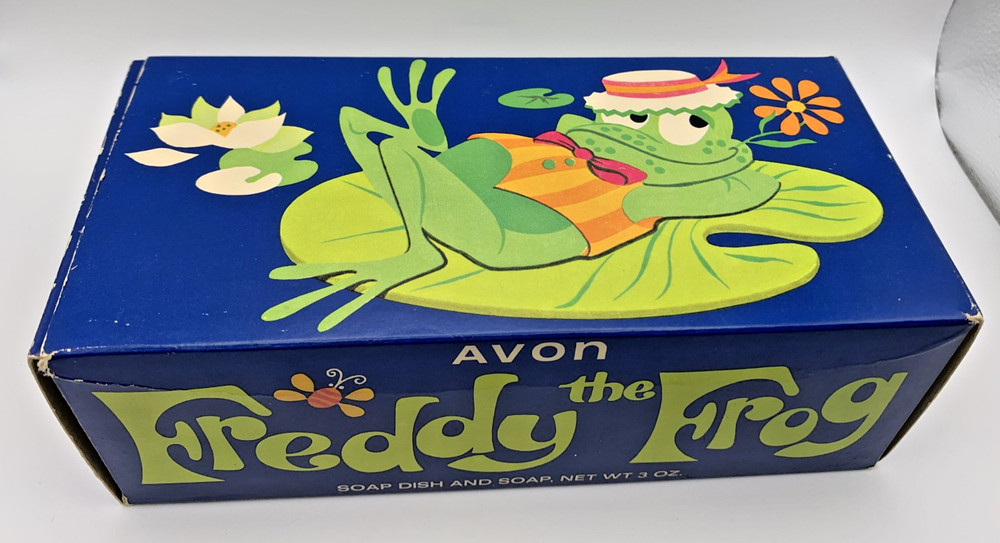 Vintage Freddy the Frog soap dish and soap from AVON. New in box/plastic wrap