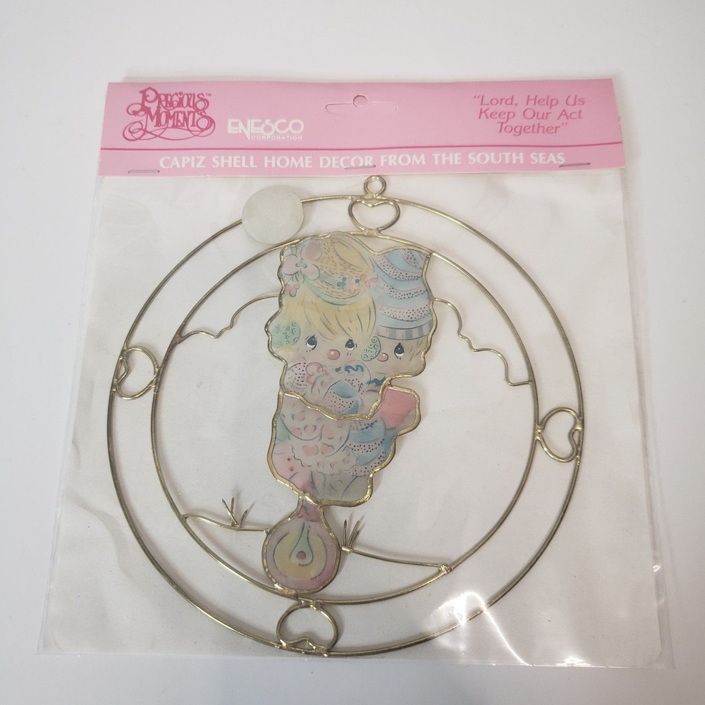Vintage 1990s Precious Moments Capiz Shell Clowns Suncatcher New in Package