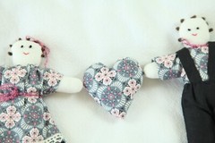 Handmade Cloth Doll Heart Decoration Craft Cottage Decor Country Friendship
