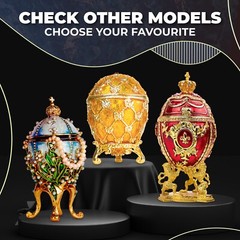 Royal Imperial Green Faberge Egg Replica: Large 6.6 inch + Carriage by Vtry