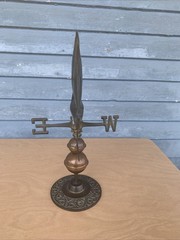 VINTAGE COPPER BRASS SAILBOAT WEATHERVANE W/STAND NAUTICAL DESK GARDEN DECOR