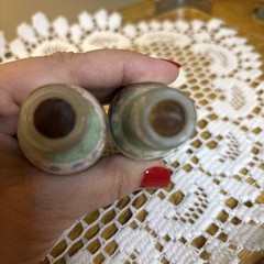 Pair Of Colorful Miniature Sand Art Bottles Handmade Brazil? Vintage