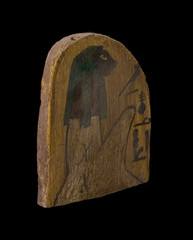 Authentic Ancient Egyptian Antiques Painted Horus Falcon Wooden Stela Figure BC
