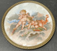Antique Limoges France Hand Painted Playing Cherubs On Porcelain (LOT OF 2)