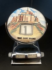 Vintage Mont Saint Michel Perpetual Flip Chrome Desk Calendar France