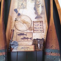 Fisherman’s Wooden Row Boat Bass Cabin Hanging Wall Art Decor